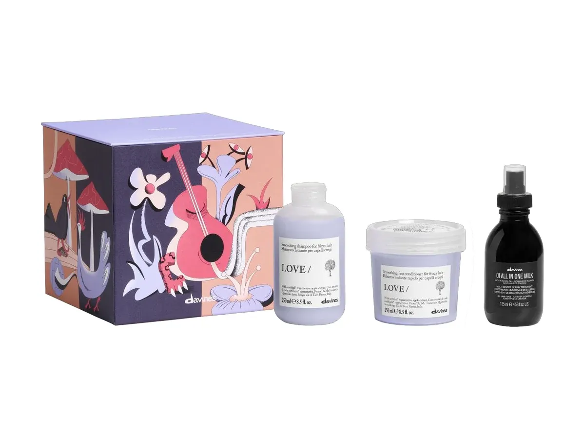Berceuse douce et paresseuse : Cheveux indisciplinés : shampoing et après-shampoing LOVE lissants, All in One Milk OI
